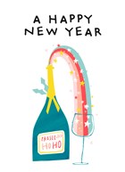 Ansichtkaart a happy new year regenboog fles